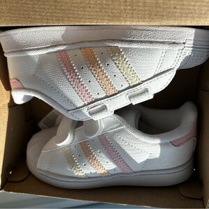 Adidas Kids Superstar CF I 8K Sneakers with White and Pastel Accents